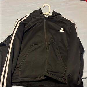 Adidas Black Hoodie with White Stripes